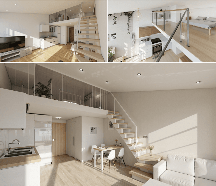 Nowoczesne wnętrze z antresolą